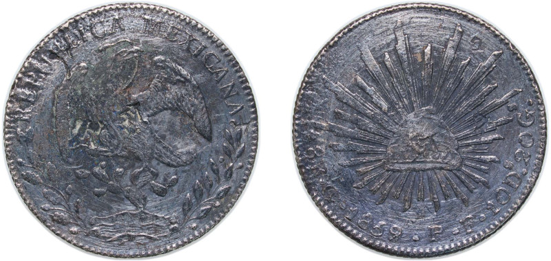 Mexico Federal Republic 1859 Go PF 8 Reales Silver (.903) Guanajuato Mint 26.51g...