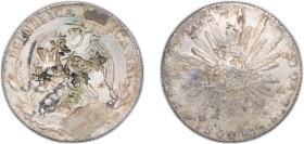 Mexico Federal Republic 1862 Pi RO 8 Reales Silver (.903) San Luis Potosi Mint 26.72g VF Chopmarked KM 377.12