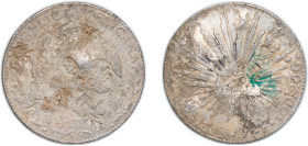 Mexico Federal Republic 1863 Go YF 8 Reales Silver (.903) Guanajuato Mint 26.77g VF Chopmarked KM 377.8