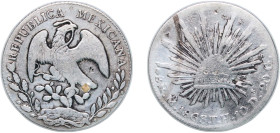 Mexico Federal Republic 1863 Mo TH 8 Reales Silver (.903) Mexico City Mint 26.97g VF Chopmarked KM 377.10