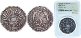 Mexico Federal Republic 1867 C CE 8 Reales Silver (.903) Culiacan 27.07g NGC VF Chopmarked KM 377.3