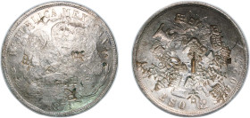 Mexico Federal Republic 1871 Go S 1 Peso Silver (.903) Guanajuato Mint (3946000) 26.34g VF Chopmarked KM 408.4