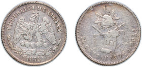 Mexico Federal Republic 1875 Zs A 25 Centavos Silver (.903) Zacatecas Mint 6.65g XF KM 406.9