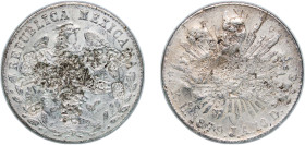 Mexico Federal Republic 1879 Ho JA 8 Reales Silver (.903) Hermosillo Mint 27.11g VF Chopmarked KM 377.9