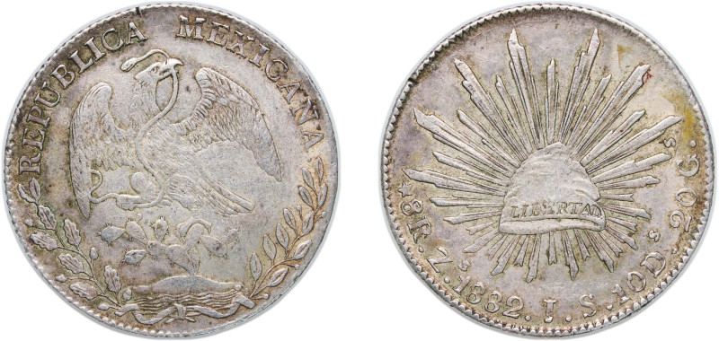 Mexico Federal Republic 1882 Zs JS 8 Reales Silver (.903) Zacatecas Mint 27.1g V...