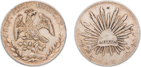 Mexico Federal Republic 1884 Go BR 8 Reales Silver (.903) Guanajuato Mint 26.77g VF Chopmarked KM 377.8