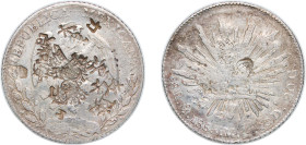 Mexico Federal Republic 1885 Mo MH 8 Reales Silver (.903) Mexico City Mint (3649000) 26.93g VF Chopmarked KM 377.10