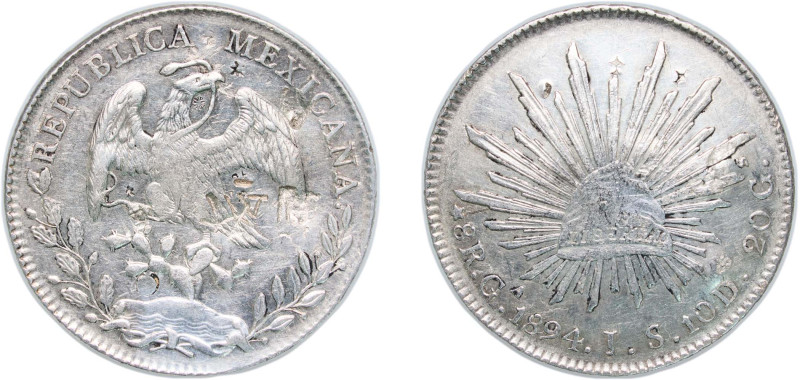 Mexico Federal Republic 1894 Ga JS 8 Reales Silver (.903) Guadalajara Mint (2045...