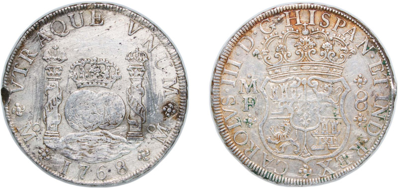 Mexico Spanish colony 1768 Mo MF 8 Reales - Carlos III Silver (.917) Mexico City...