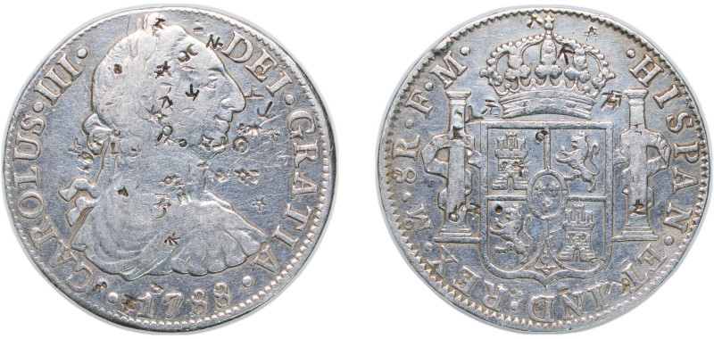 Mexico Spanish colony 1788 Mo FM 8 Reales - Carlos III Silver (.896) Mexico City...