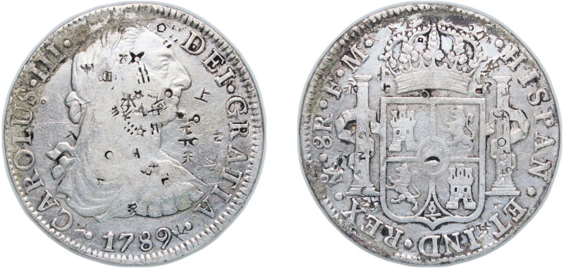 Mexico Spanish colony 1789 Mo FM 8 Reales - Carlos III Silver (.896) Mexico City...