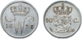 Netherlands Kingdom 1826 B 10 Cents - Willem I Silver (.569) Brussels Mint (1429543) 1.69g XF KM 53