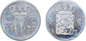 Netherlands Kingdom 1828 B 5 Cents - Willem I Silver (.569) Brussels Mint (396690) 0.87g XF KM 52