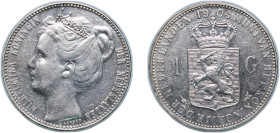 Netherlands Kingdom 1904 1 Gulden - Wilhelmina Silver (.945) Utrecht Mint (2000000) 10.02g AU KM 122