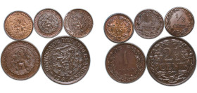Netherlands Kingdom 1903-1941 ½, 1, 2½ Cents - Wilhelmina (5 Lots) Bronze Utrecht Mint UNC