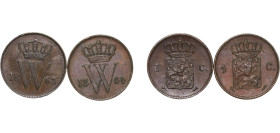Netherlands Kingdom 1863-1864 1 Cent - Willem III (2 Lots) Copper Utrecht Mint XF KM 100