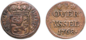 Netherlands Dutch Republic Province of Overijssel 1768 Duit Copper Kampen Mint 2.13g VF CNM 2.38.113 KM 90 HPM OV71