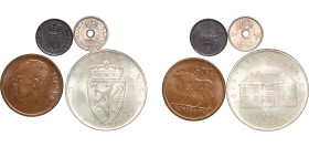 Norway Kingdom 1910-1964 1, 5, 10 Øre & 10 Kroner (Constitution Sesquicentennial, Silver .900) - (4 Lots) UNC