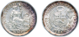 Peru Republic 1916 FG ½ Dinero Silver (.900) (860000) 1.25g UNC KM 206