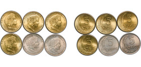Peru Republic 1937-1943 5 Centavos (6 Lots) UNC
