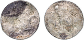 Peru Spanish colony 1761 LIMA JM 8 Reales - Carlos III Silver (.917) Lima Mint (2865000) 27.09g VF Chopmarked KM A64