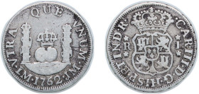 Peru Spanish colony 1762 LIMA JM 1 Real - Carlos III Silver (.917) Lima Mint 3.23g VF KM 61
