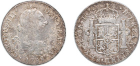Peru Spanish colony 1788 LIMA IJ 8 Reales - Carlos III Silver (.896) Lima Mint (3467000) 25.97g VF KM 78a