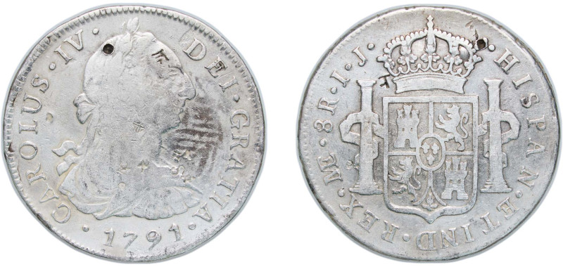 Peru Spanish colony 1791 LIMAE IJ 8 Reales - Carlos IV (Numeral IV - Carlos III ...