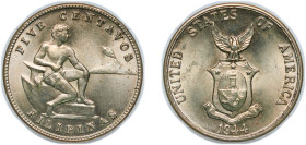 Philippines Commonwealth 1944 5 Centavos Nickel brass Philadelphia Mint (21198000) 4.85g UNC KM 180a Schön 18a