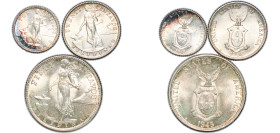 Philippines Commonwealth 1944-1945 10, 20, 50 Centavos (3 Lots) Silver (.750) UNC