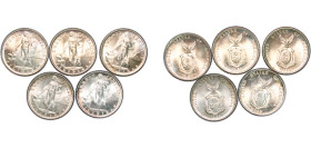 Philippines Commonwealth 1944-1945 D 20 Centavos (5 Lots) Silver (.750) Denver Mint UNC KM 182 Schön 20