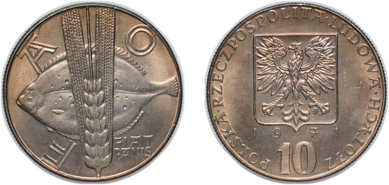 Poland People's Republic 1971 MW 10 Zlotys (FAO) Copper-nickel Warsaw Mint (2000...