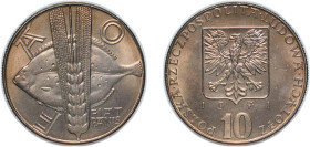Poland People's Republic 1971 MW 10 Zlotys (FAO) Copper-nickel Warsaw Mint (2000000) 9.6g UNC Y 63 ParM 238 Schön 57 Fischer Po OB063