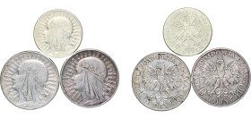 Poland Second Republic 1932-1934 Zlotys (Polonia, 3 Lots) Silver (.750) VF