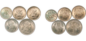 Portugal 1946-1972 50 Centavos & 1 , 2.5 Escudos (5 Lots) Nickel brass Lisbon Mint UNC