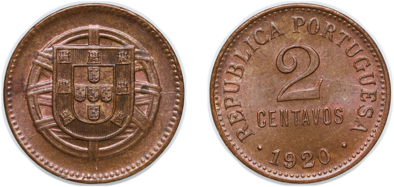 Portugal First Republic 1920 2 Centavos Bronze Lisbon Mint (10109000) 5g UNC KM ...