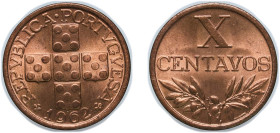 Portugal Second Republic 1962 10 Centavos Bronze Lisbon Mint (14980000) 2.02g UNC KM 583 Gomes R 10