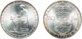 Portugal Second Republic 1953 20 Escudos (Financial Renewal) Silver (.835) Lisbon Mint (1000000) 20.9g UNC KM 585 Gomes R 49