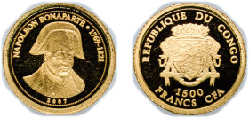 Republic of the Congo 2007 1500 Francs CFA (Napoleon Bonaparte) Gold (.999) (10000) 0.5g PF