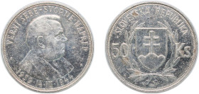 Slovakia Republic 1944 50 Korún (Slovak Republic Anniversary) Silver (.700) (2000000) 16.5g XF KM 10 Schön 10