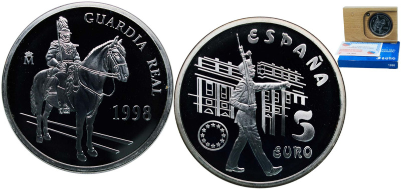 Spain Kingdom 1998 M 5 Euros (Royal guard) Silver (.925) Madrid Mint (50000) 33....