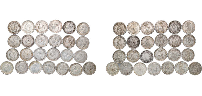 Spain Kingdom 1880-1926 50 Centimos Alfonso XII/XIII (Lots 25) Silver (.835) Mad...