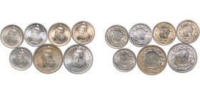 Switzerland Federal State 1968-1974 ½ & 1 Franc (Helvetia standing, 8 Lots) Copper-nickel Bern Mint UNC