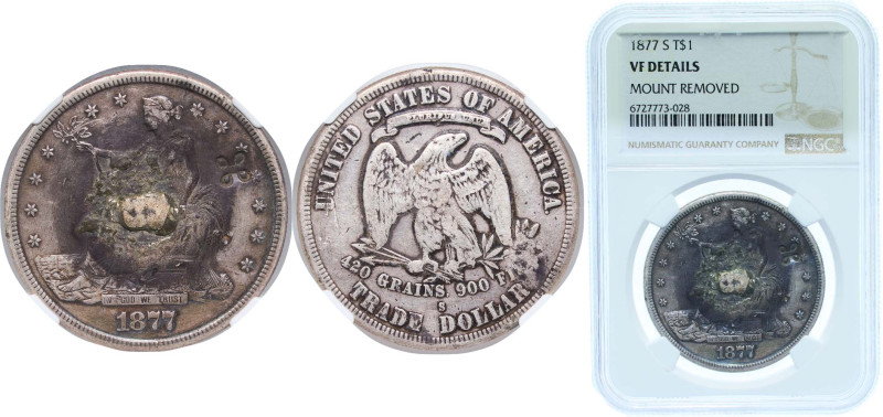 United States Federal republic 1877 S 1 Dollar "Trade Dollar" Silver (.900) San ...