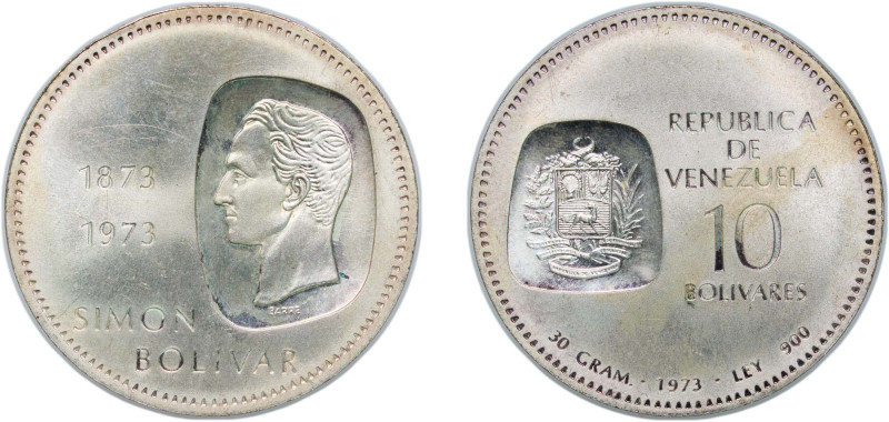 Venezuela Fourth Republic 1973 10 Bolívares (Bolivar coins) Silver (.900) Ottawa...