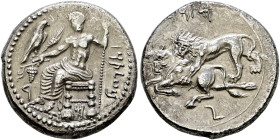 Kilikia. Tarsos. Mazaios 361-334 v. Chr 

Stater. Baaltars auf persischem Diphros nach links thronend, in den Händen links ein Zepter sowie rechts K...