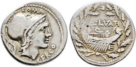 Römische Republik. Q. Lutatius Cerco 109 oder 108 v. Chr 

Denar -Rom-. Romakopf mit federgeschmücktem und sternverziertem Helm, dahinter Wertzeiche...