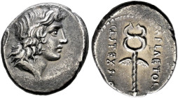Römische Republik. M. Plaetorius M.f. Cestianus 69 v. Chr 

Denar -Rom-. Männlicher Kopf (Bonus Eventus?) nach rechts, dahinter Beizeichen / Geflüge...
