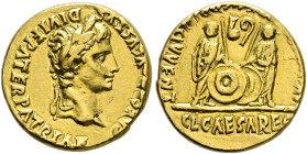 Kaiserzeit. Augustus (Octavianus) 27 v. Chr. -14 n. Chr 

Aureus ca.2 v. Chr. -4 n. Chr. -Lugdunum-. CAESAR AVGVSTVS DIVI F PATER PATRIAE. Belorbeer...
