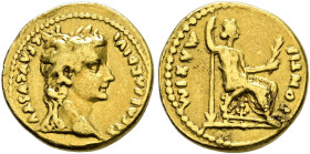 Kaiserzeit. Tiberius 14-37 

Aureus 14/17 -Lugdunum-. TI CAESAR DIVI AVG F AVGVSTVS. Belorbeerte Büste nach rechts / PONTIF MAXIM. Livia als Pax mit...